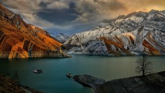 Landscapes nature water Mountains clouds lakes