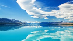 Landscapes nature water Mountains clouds white New Zealand 