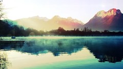 Landscapes nature water Mountains lakes reflections