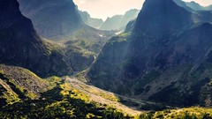 Landscapes nature water Mountains lakes sunlight