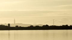 Landscapes nature water Portugal silhouettes architecture rivers