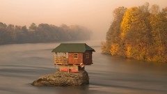 Landscapes nature water rocks lakes cabin forests
