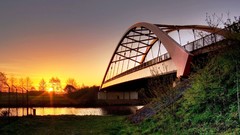 Landscapes nature water sun Bridges skyscapes