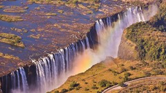 Landscapes nature water waterfalls Africa rainbows Zambia 