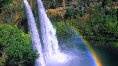Landscapes nature water waterfalls rainbows