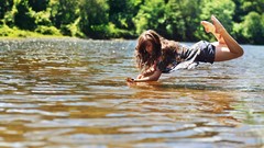 Landscapes nature water woman diving lakes