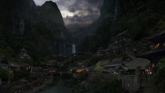 Landscapes nature waterfalls asians Villages artwork