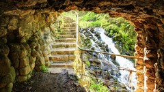 Landscapes nature waterfalls caves stairways