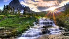 Landscapes nature waterfalls fields