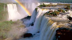 Landscapes nature waterfalls rainbows