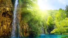 Landscapes nature waterfalls sunny