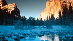 Landscapes nature winter Mountains rocks rivers