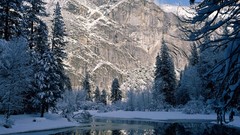 Landscapes nature winter Mountains Yosemite National Park 