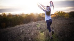 Landscapes nature woman jeans blondes sunlight jailbait