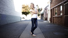 Landscapes nature woman jeans streets