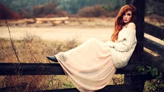 Landscapes nature woman redheads