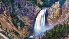 Landscapes nature Wyoming waterfalls national park yellowstone