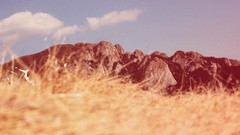 Landscapes nature yellow blue Mountains clouds red skies