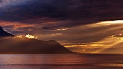 Landscapes nature yellow water clouds hills purple storm 