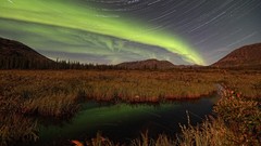 Landscapes nature Yukon aurora borealis star trails