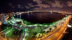 Landscapes night cars roads lakes cities