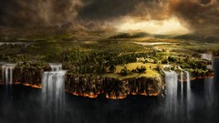 Landscapes night Earth waterfalls