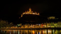 Landscapes night germany Castles cityscapes Reichsburg Cochem 