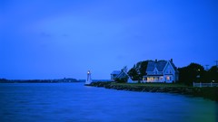 Landscapes night houses Sea