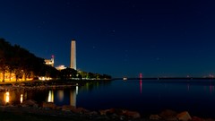 Landscapes night Islands lakes lighthouses