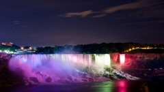 Landscapes night light Niagara Falls waterfalls colors