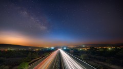Landscapes night lights Milky Way Insomnia roads cyprus 