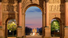 Landscapes night lights Paris architecture concorde arc de 