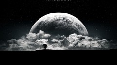 Landscapes night moon rise