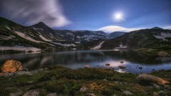 Landscapes night Mountains lakes