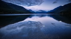 Landscapes night Mountains lakes