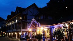 Landscapes night Mountains light Hotel houses skies