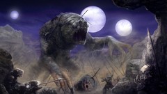 Landscapes night Movies moon star wars science fiction artwork 