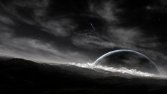 Landscapes night planets digital art