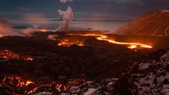 Landscapes night smoke Volcanoes lava