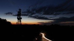 Landscapes night Stars clouds cars roads long exposure streaking