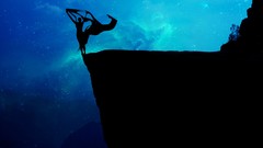 Landscapes night Stars woman artwork digital art