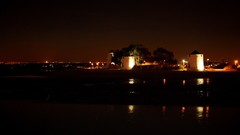 Landscapes night water light windmills Portugal Portuguese 