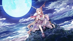 Landscapes night water Mountains clouds cubes moon horns socks 