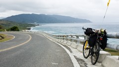 Landscapes ocean Asia Taiwan roads Bicycles