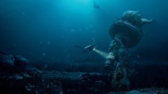 Landscapes ocean fish diver torch underwater Statue of Liberty 