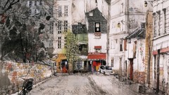 Landscapes paint Paris streets liu
