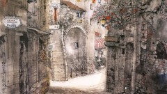 Landscapes paint Paris streets liu