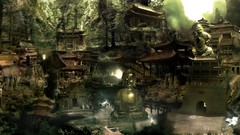 Landscapes paintings Chinese cities cityscapes artwork digital 