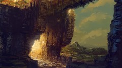 Landscapes paintings crossing artwork digital art fantasy art 