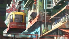 Landscapes paintings drawings anime girls cityscapes artwork 